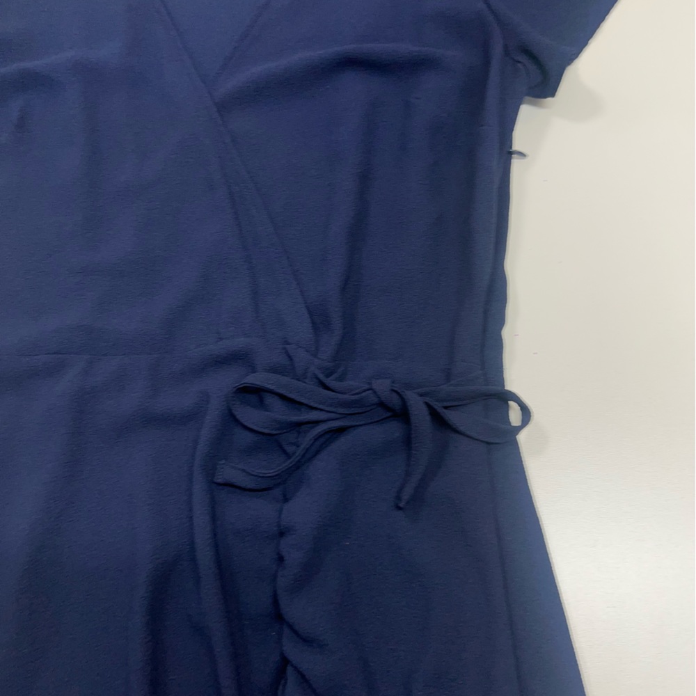 1.STATE Ruched Faux Wrap Dress Navy Blue Size Medium NEW - Picture 12 of 13